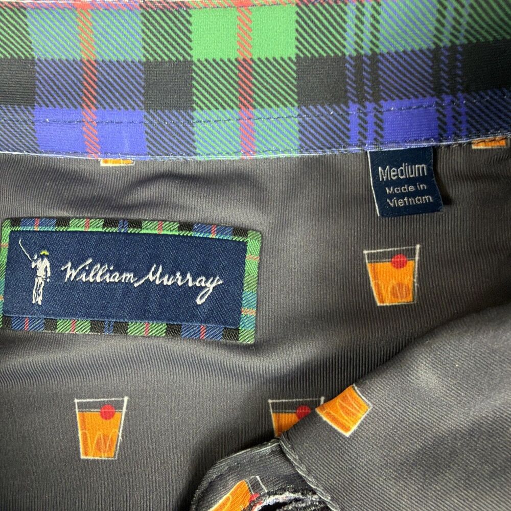 William Murray Polo Shirt Mens Medium Gray Cocktails Graphic Golf Athletic - Picture 4 of 9